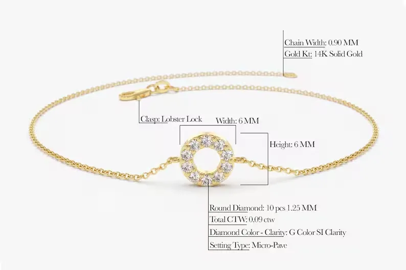 0.09CTW Moissanite Round Disc Diamond Bracelet