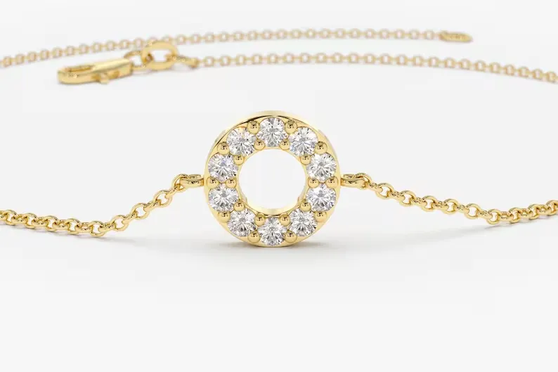 0.09CTW Moissanite Round Disc Diamond Bracelet