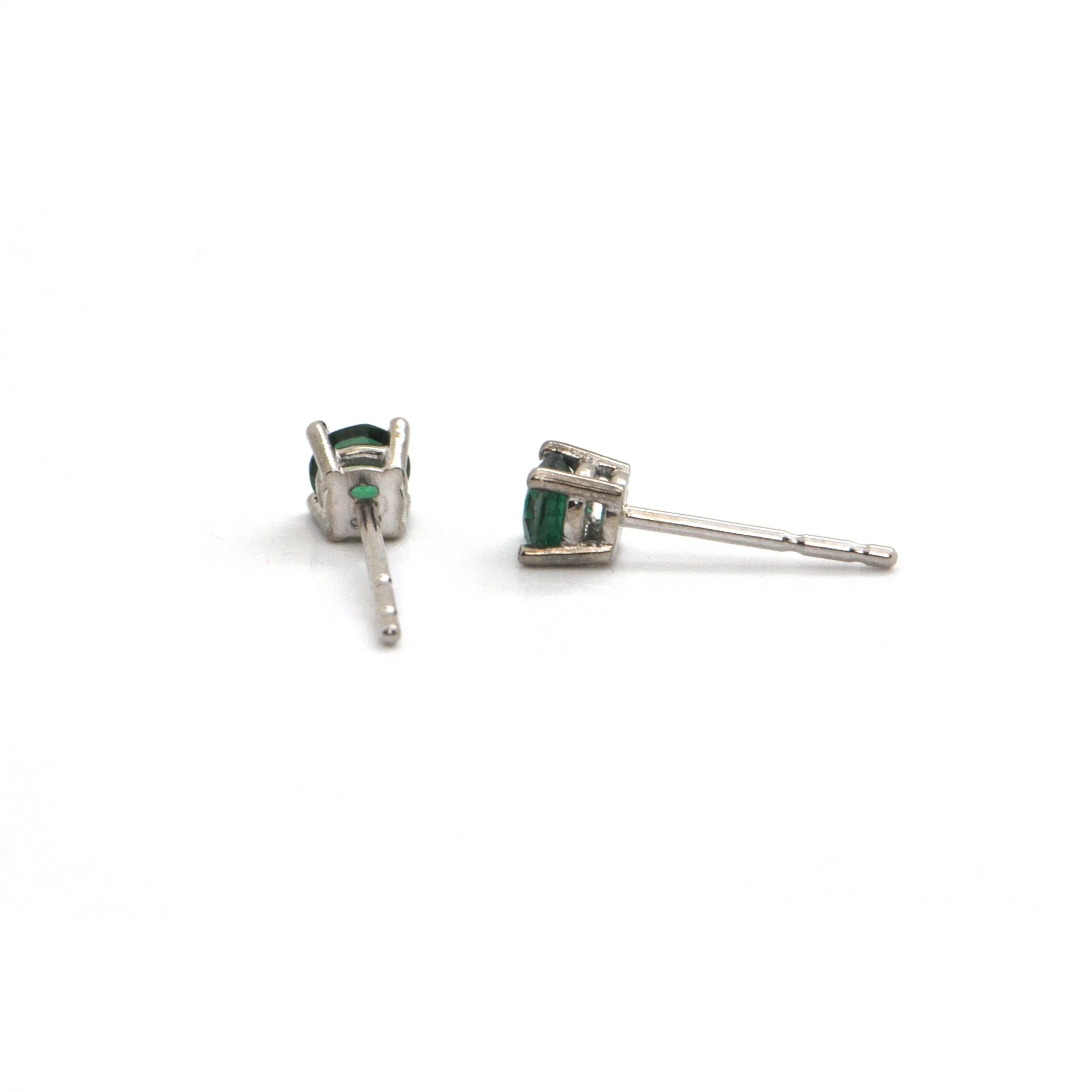 0.28CT Emerald and 18K White Gold Stud Earrings