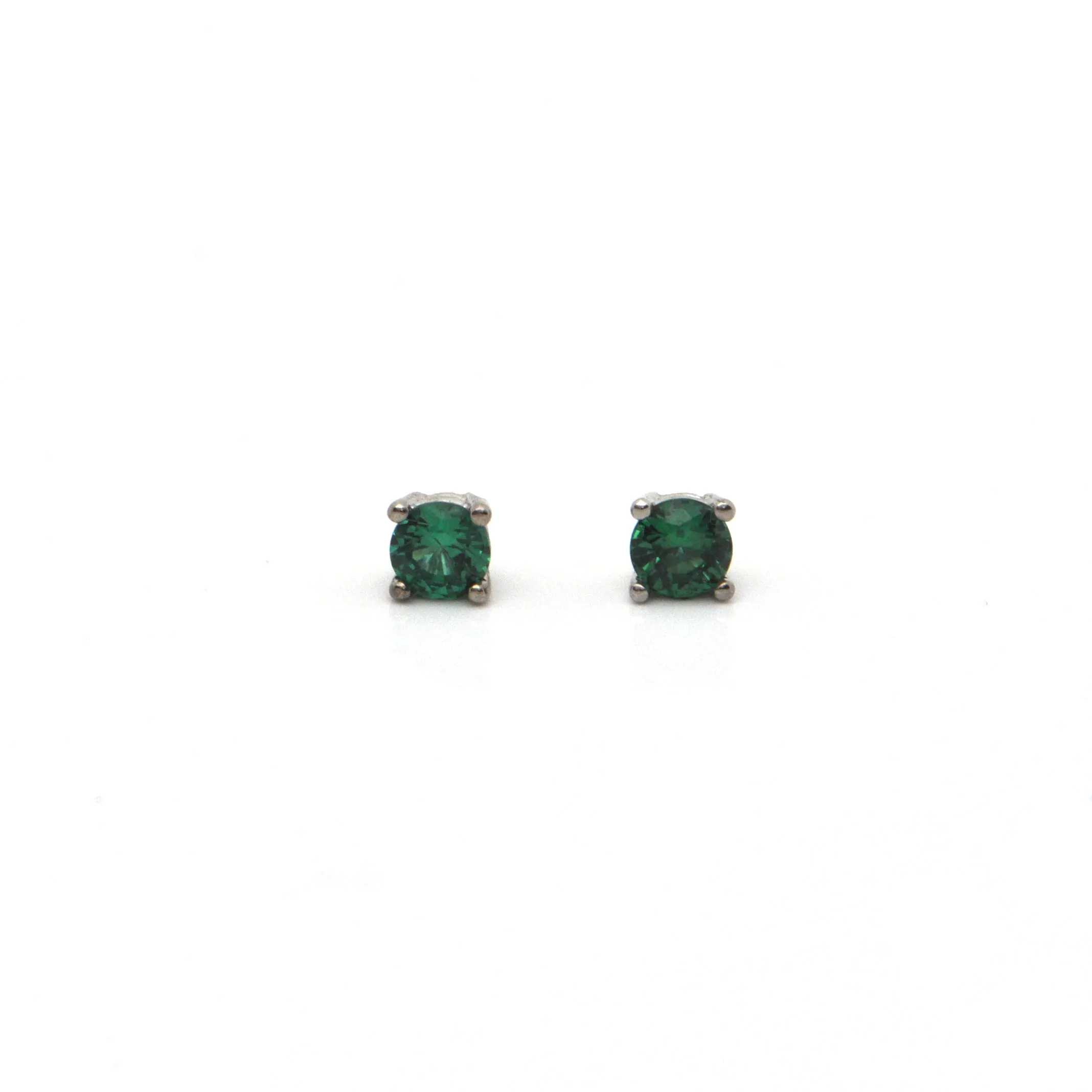 0.28CT Emerald and 18K White Gold Stud Earrings