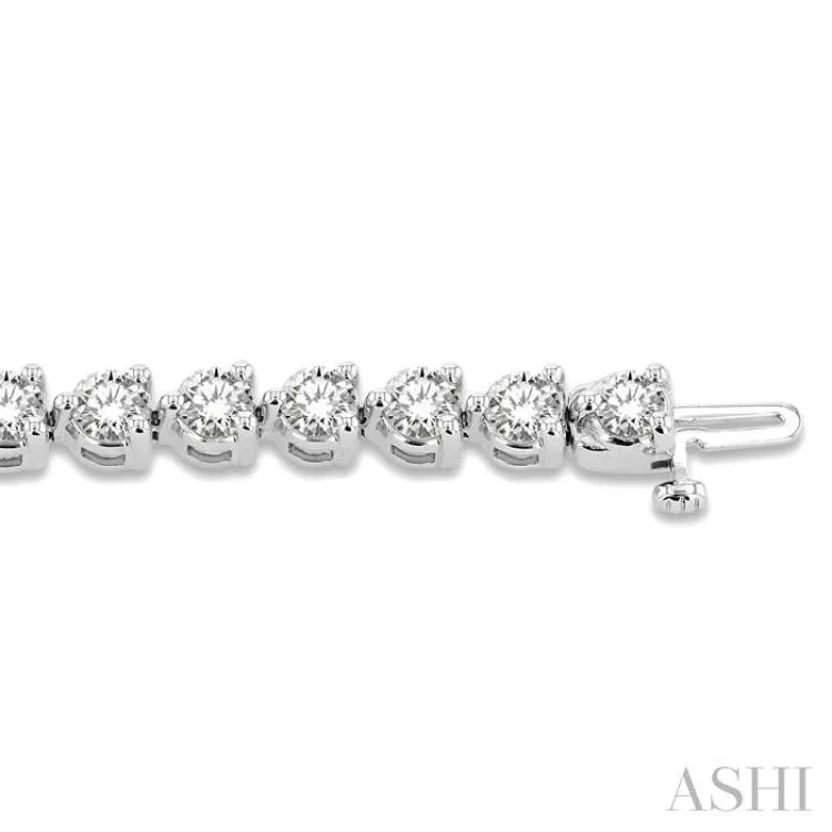 10 Ctw 3 Prong Rouond Cut Diamond  Tennis Bracelet WG 14K-G*