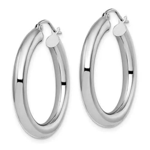 10K White Gold Polish Lightweight Hoop Earrings