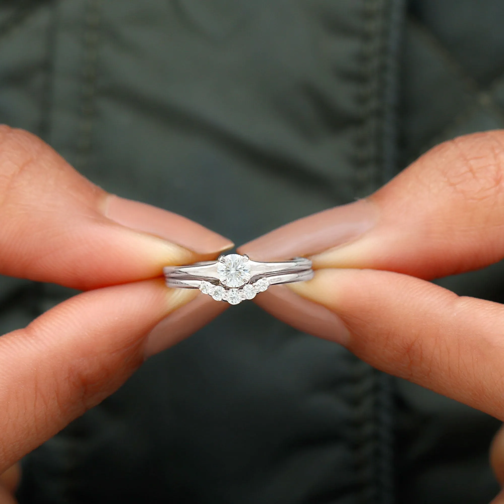1/2 CT Round Moissanite Minimal Solitaire Ring with Curved Band in Gold