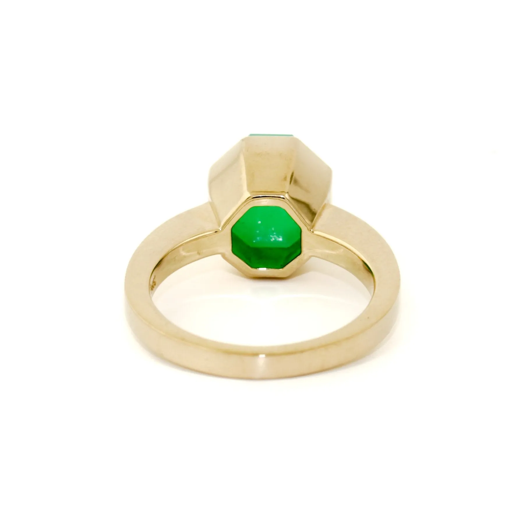 14 K Gold  Faceted Chrysoprase Cocktail Ring