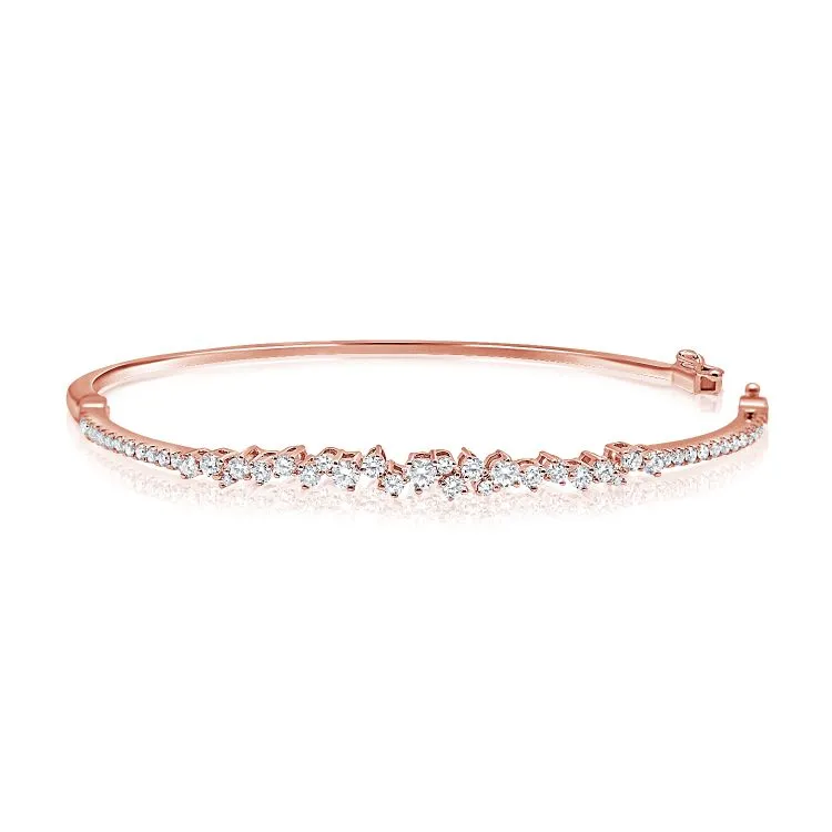 14k Gold 1.12Ct Diamond Bangle Bracelet, available in White, Rose and Yellow Gold