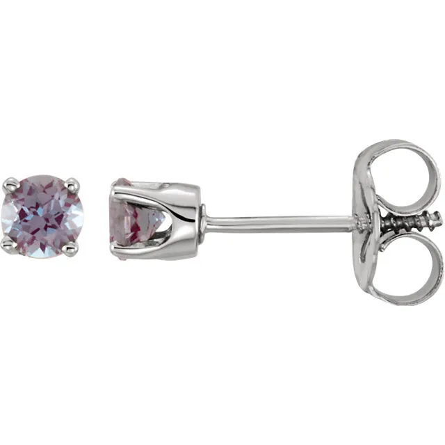 14k Gold 3mm Round Birthstone Youth Screw Back Earrings