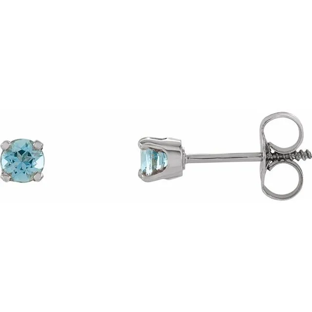 14k Gold 3mm Round Birthstone Youth Screw Back Earrings