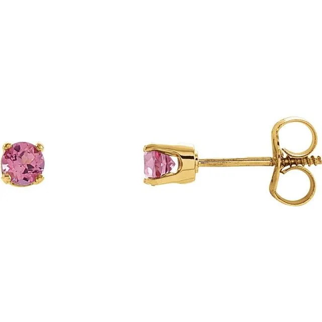 14k Gold 3mm Round Birthstone Youth Screw Back Earrings