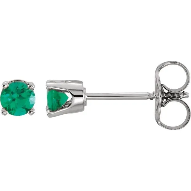 14k Gold 3mm Round Birthstone Youth Screw Back Earrings
