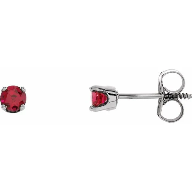 14k Gold 3mm Round Birthstone Youth Screw Back Earrings