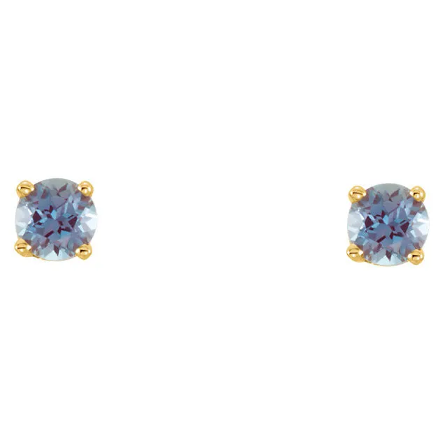 14k Gold 3mm Round Birthstone Youth Screw Back Earrings