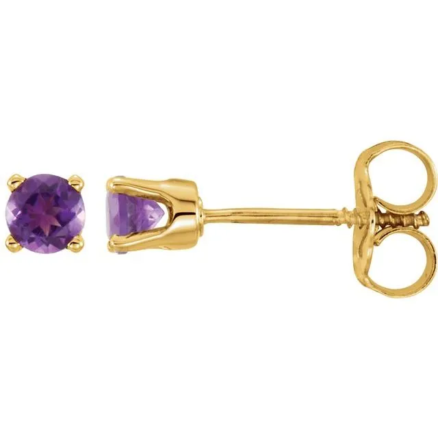 14k Gold 3mm Round Birthstone Youth Screw Back Earrings