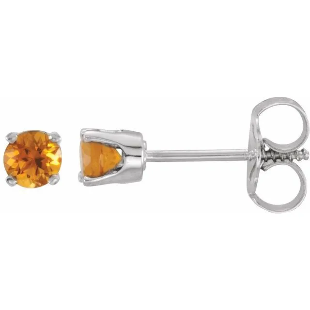 14k Gold 3mm Round Birthstone Youth Screw Back Earrings