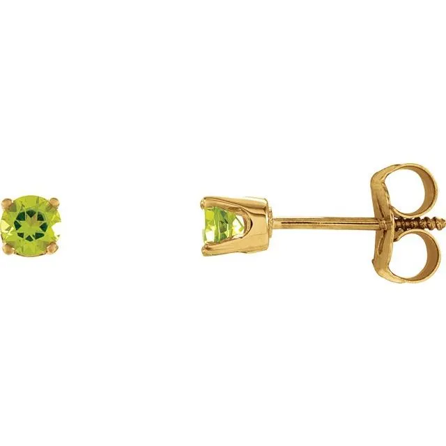 14k Gold 3mm Round Birthstone Youth Screw Back Earrings