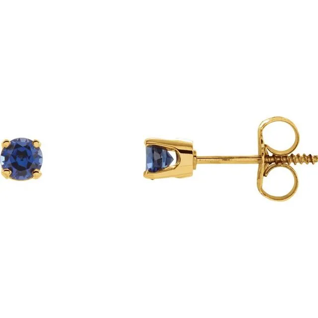 14k Gold 3mm Round Birthstone Youth Screw Back Earrings
