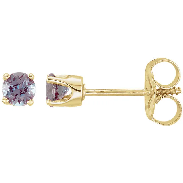 14k Gold 3mm Round Birthstone Youth Screw Back Earrings