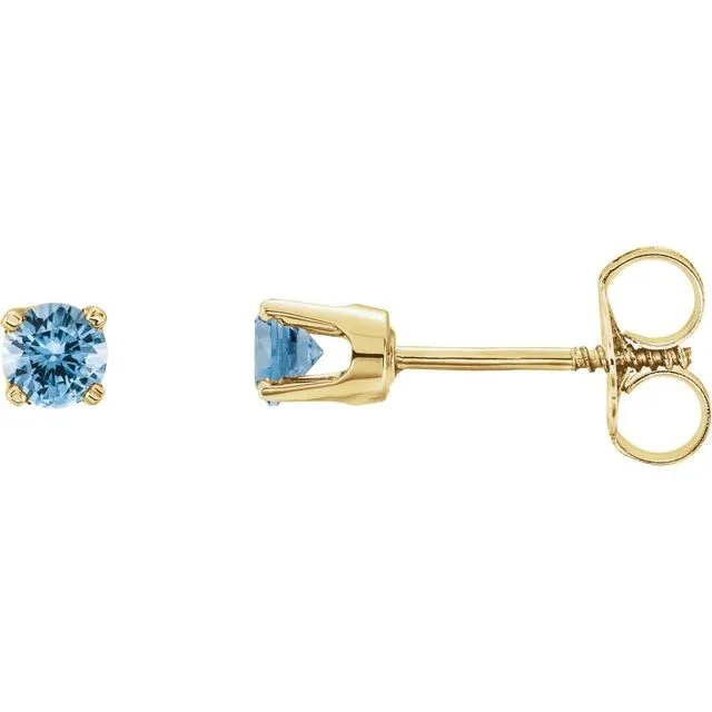 14k Gold 3mm Round Birthstone Youth Screw Back Earrings