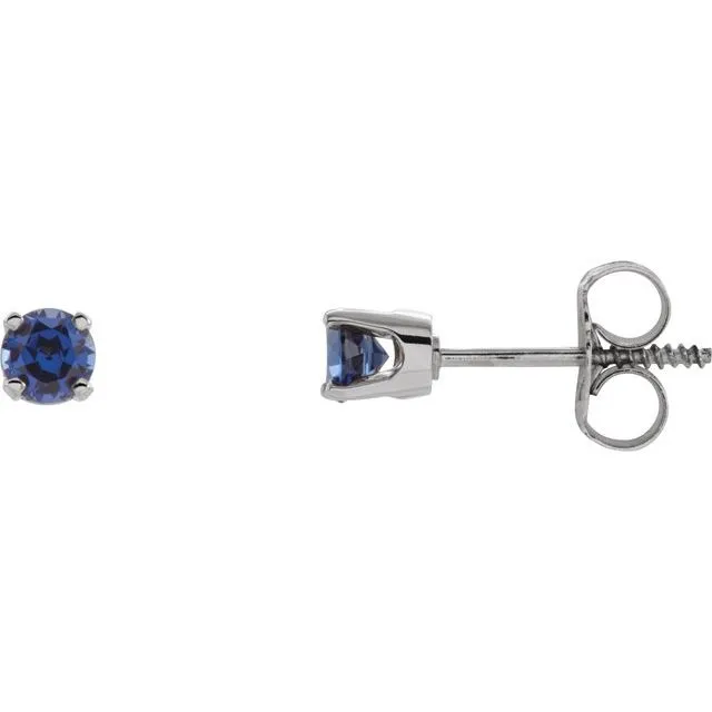 14k Gold 3mm Round Birthstone Youth Screw Back Earrings