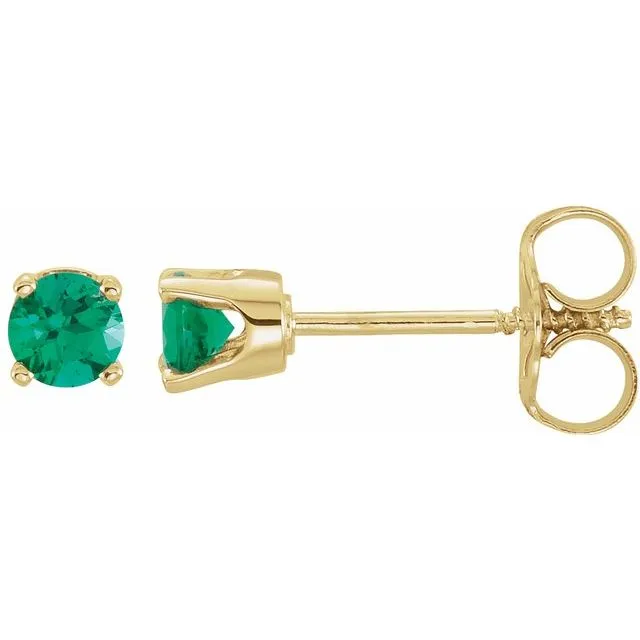 14k Gold 3mm Round Birthstone Youth Screw Back Earrings