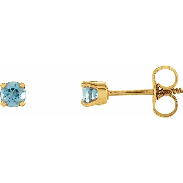 14k Gold 3mm Round Birthstone Youth Screw Back Earrings