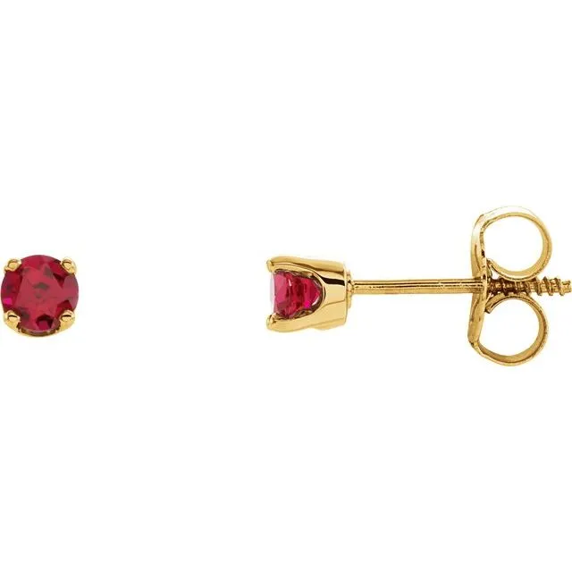 14k Gold 3mm Round Birthstone Youth Screw Back Earrings