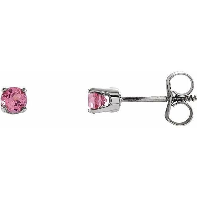 14k Gold 3mm Round Birthstone Youth Screw Back Earrings