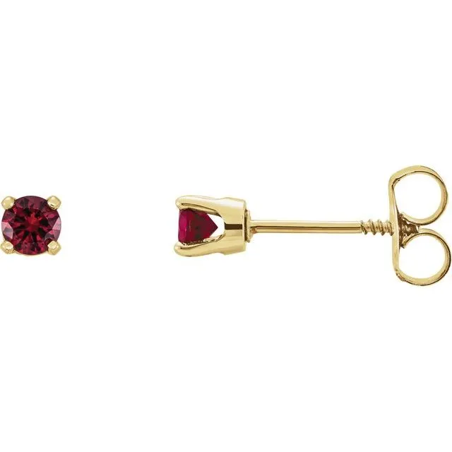14k Gold 3mm Round Birthstone Youth Screw Back Earrings