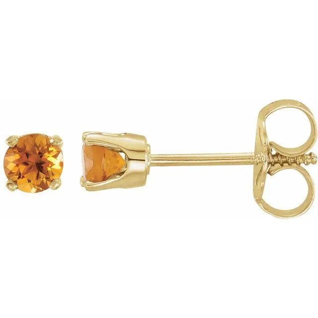 14k Gold 3mm Round Birthstone Youth Screw Back Earrings