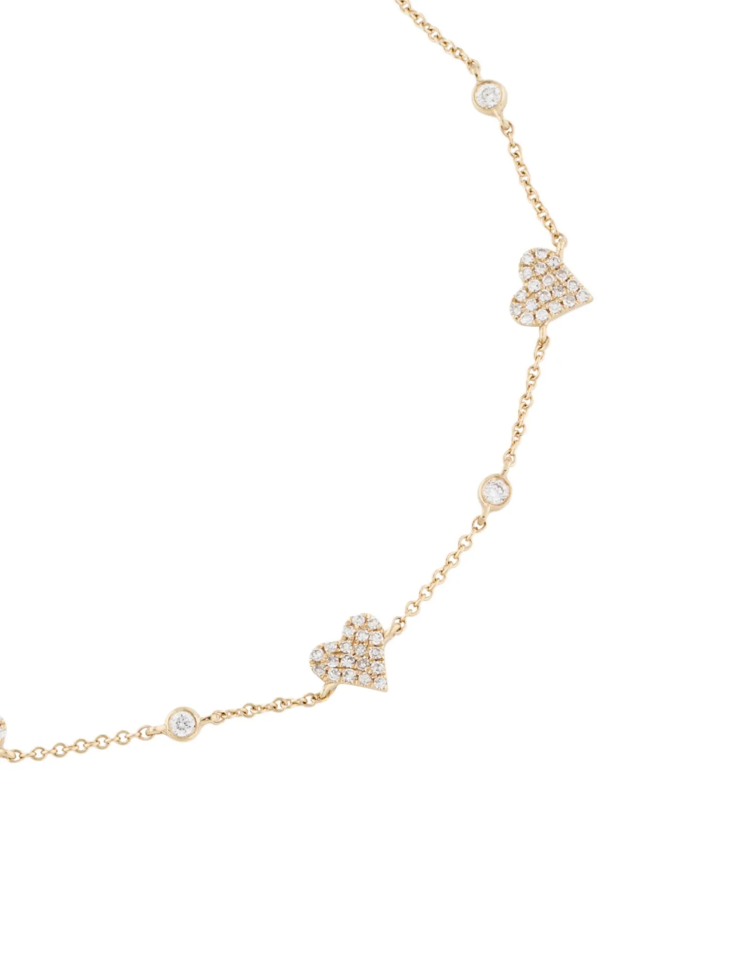 14k Gold & Diamond Heart Station Bracelet-  0.37 ct.