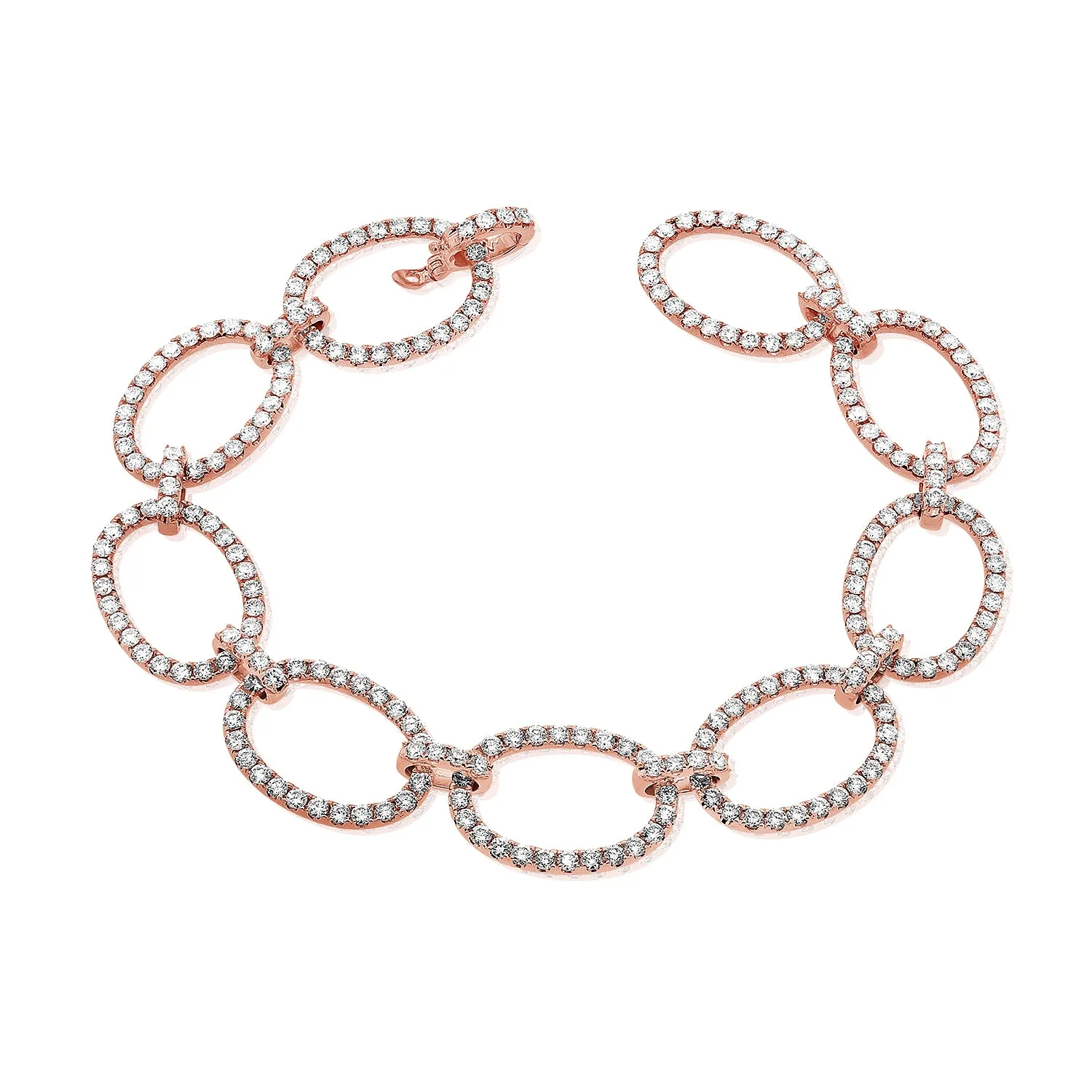 14k Gold & Diamond Oval Link Bracelet - 5.23ct