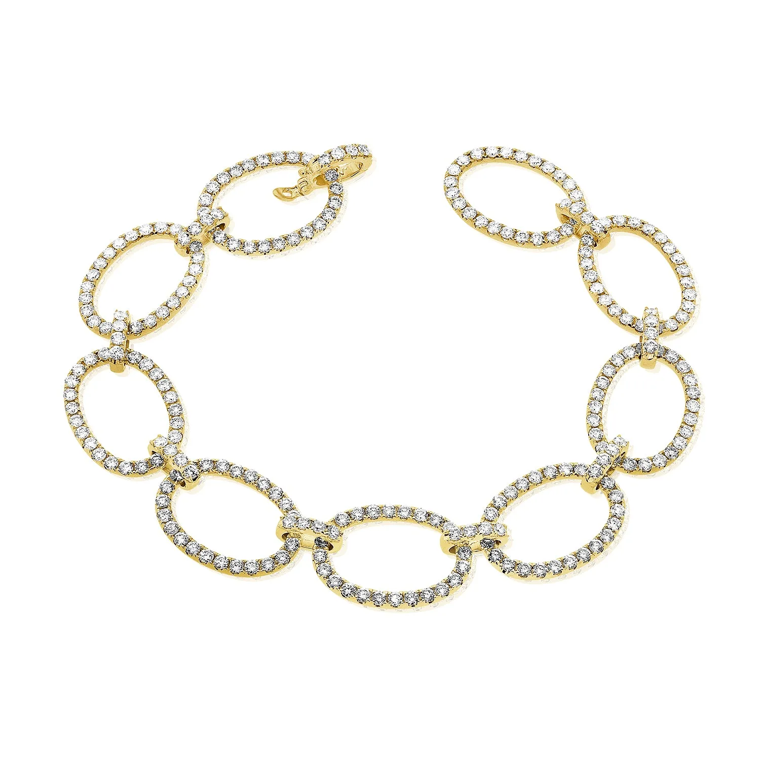 14k Gold & Diamond Oval Link Bracelet - 5.23ct