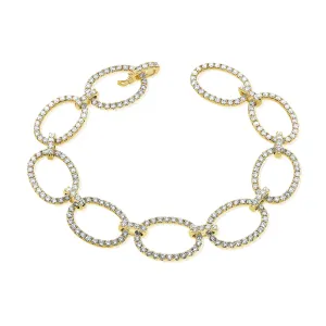 14k Gold & Diamond Oval Link Bracelet - 5.23ct