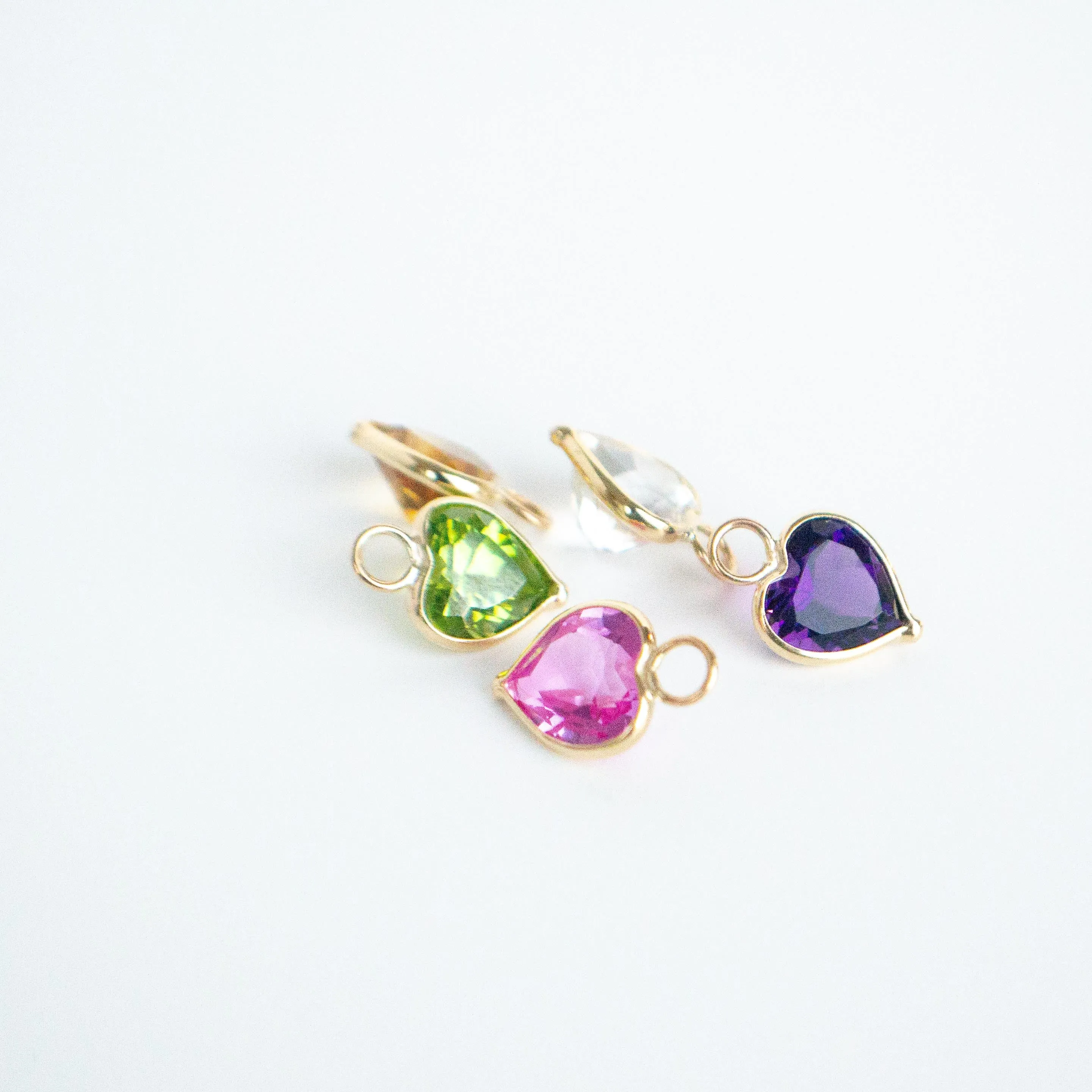 14K Gold Peridot Heart Earring Charm