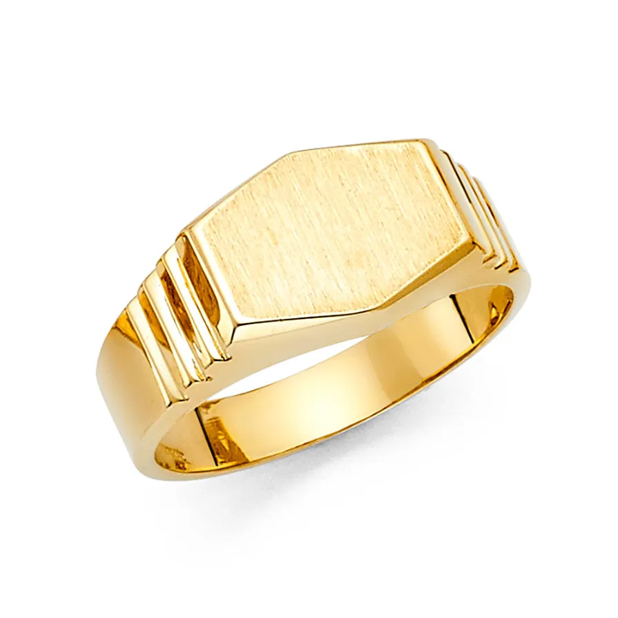 14K Hexa Signet Ring