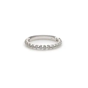 14K White Gold Diamond Wedding Band W/ 0.34ct VS-SI Diamonds & Scalloped Shared Prong Diamonds