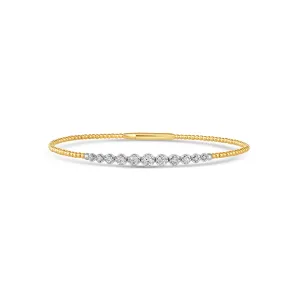 14K Yellow and White Gold Gradual Diamond Clasped Bangle