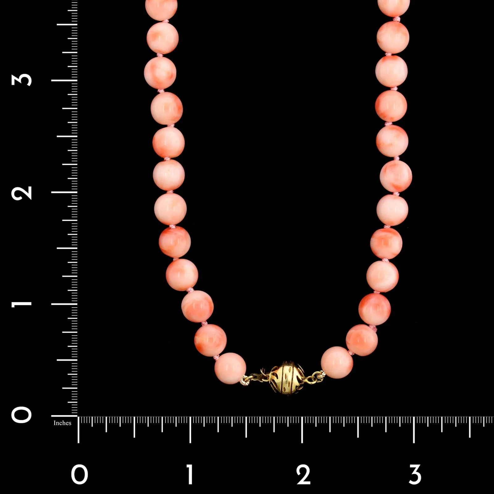 14K Yellow Gold Estate Coral Bead Necklace