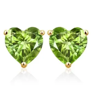 1.78 CT PERIDOT 10KT SOLID GOLD HEART SHAPE EARRINGS STUD