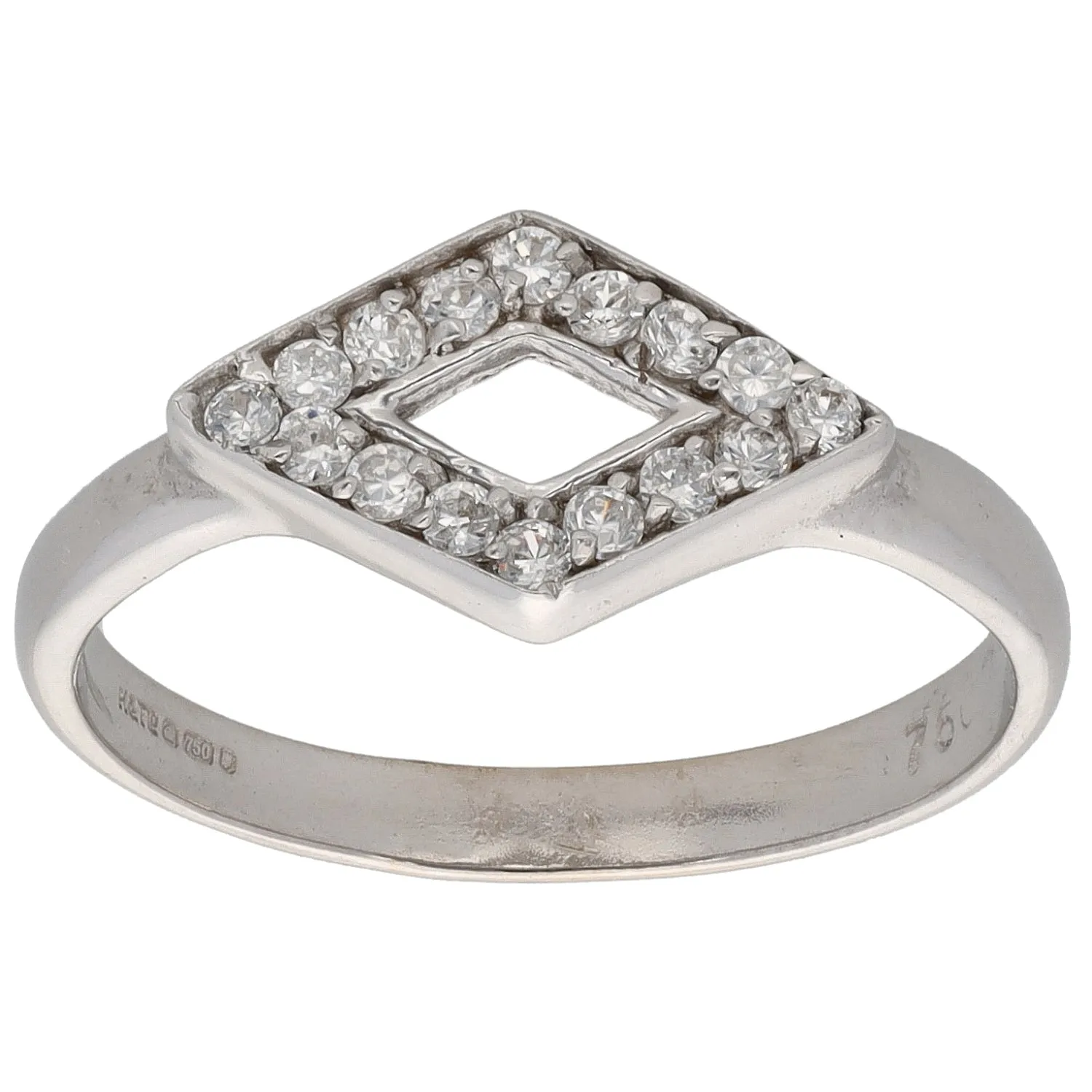 18ct White Gold Cubic Zirconia Dress/Cocktail Ring Size O