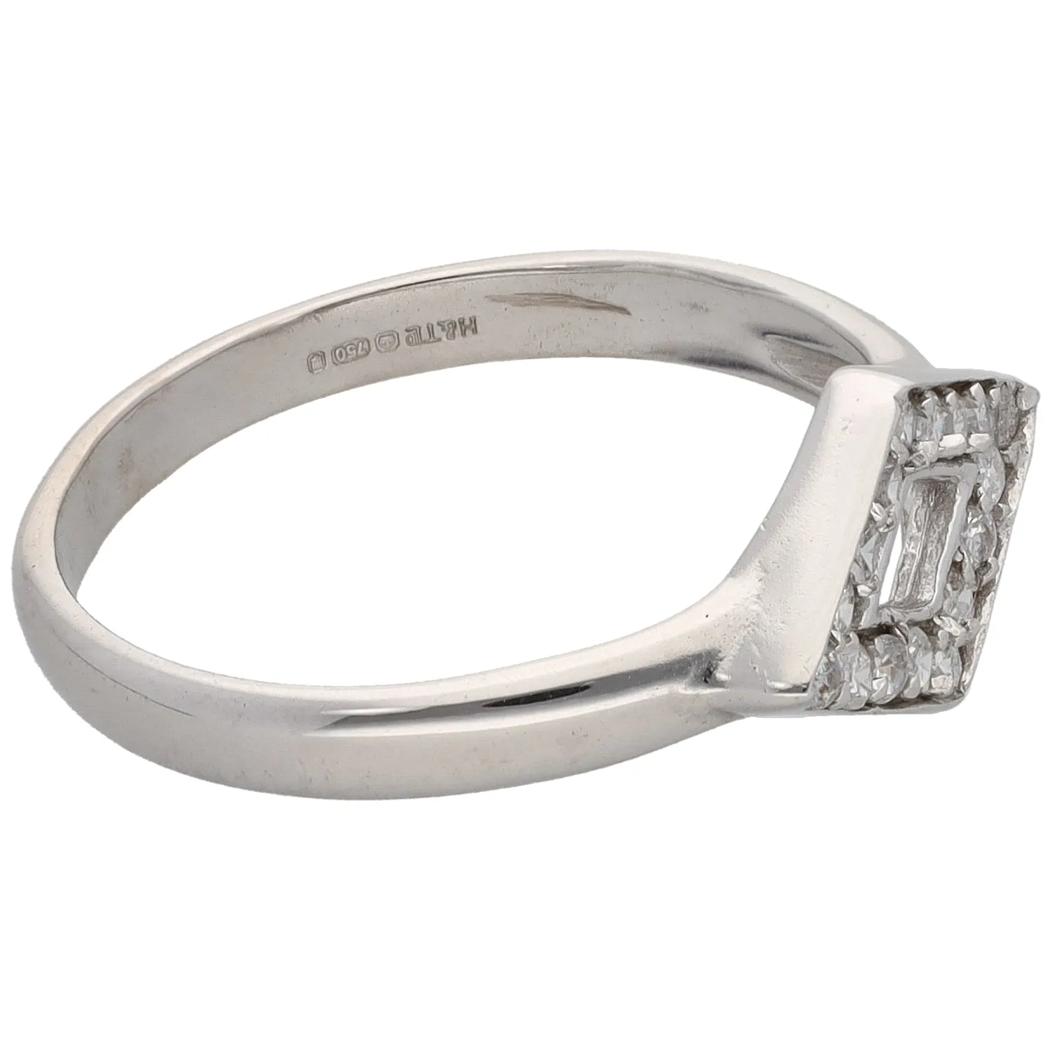 18ct White Gold Cubic Zirconia Dress/Cocktail Ring Size O