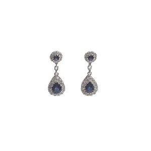 18ct White Gold Sapphire and Diamond Drop Earrings