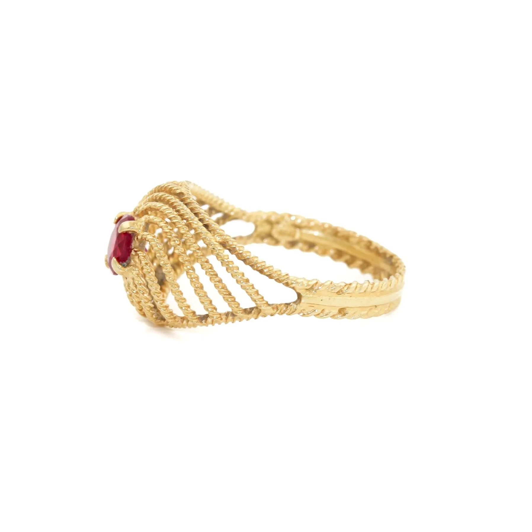 18k Gold x Rubellite Spiral Cocktail Ring