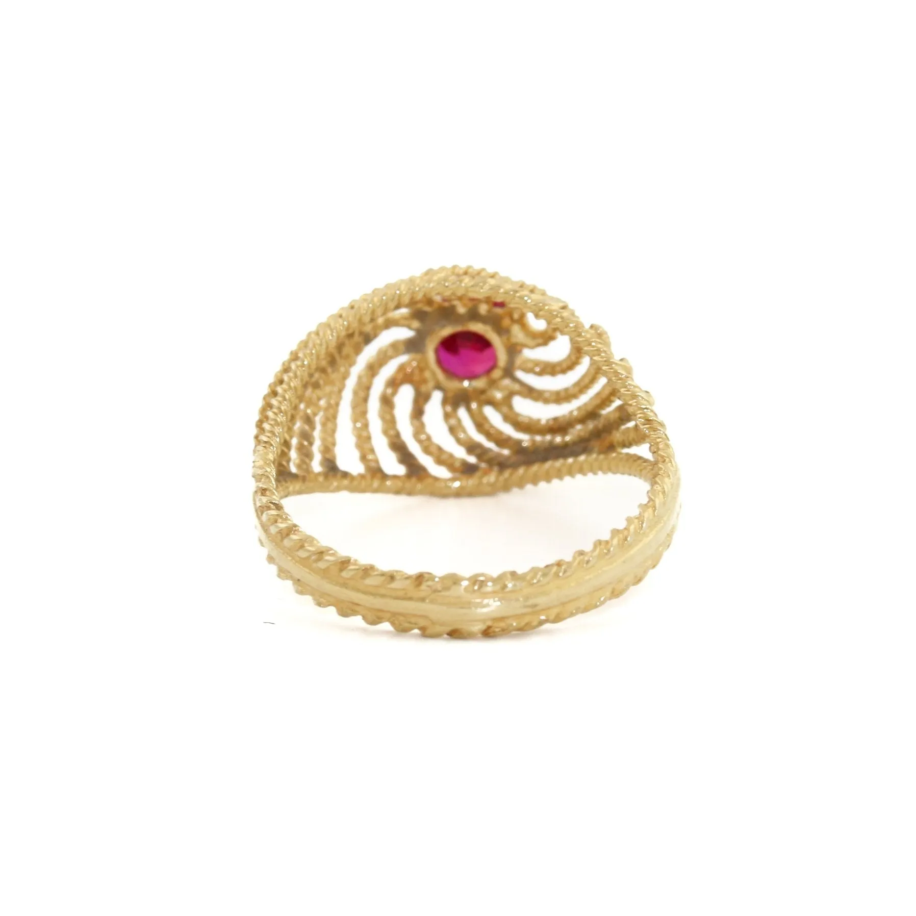 18k Gold x Rubellite Spiral Cocktail Ring