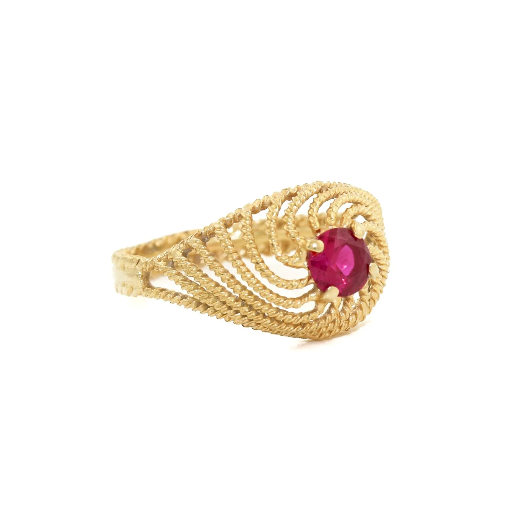 18k Gold x Rubellite Spiral Cocktail Ring