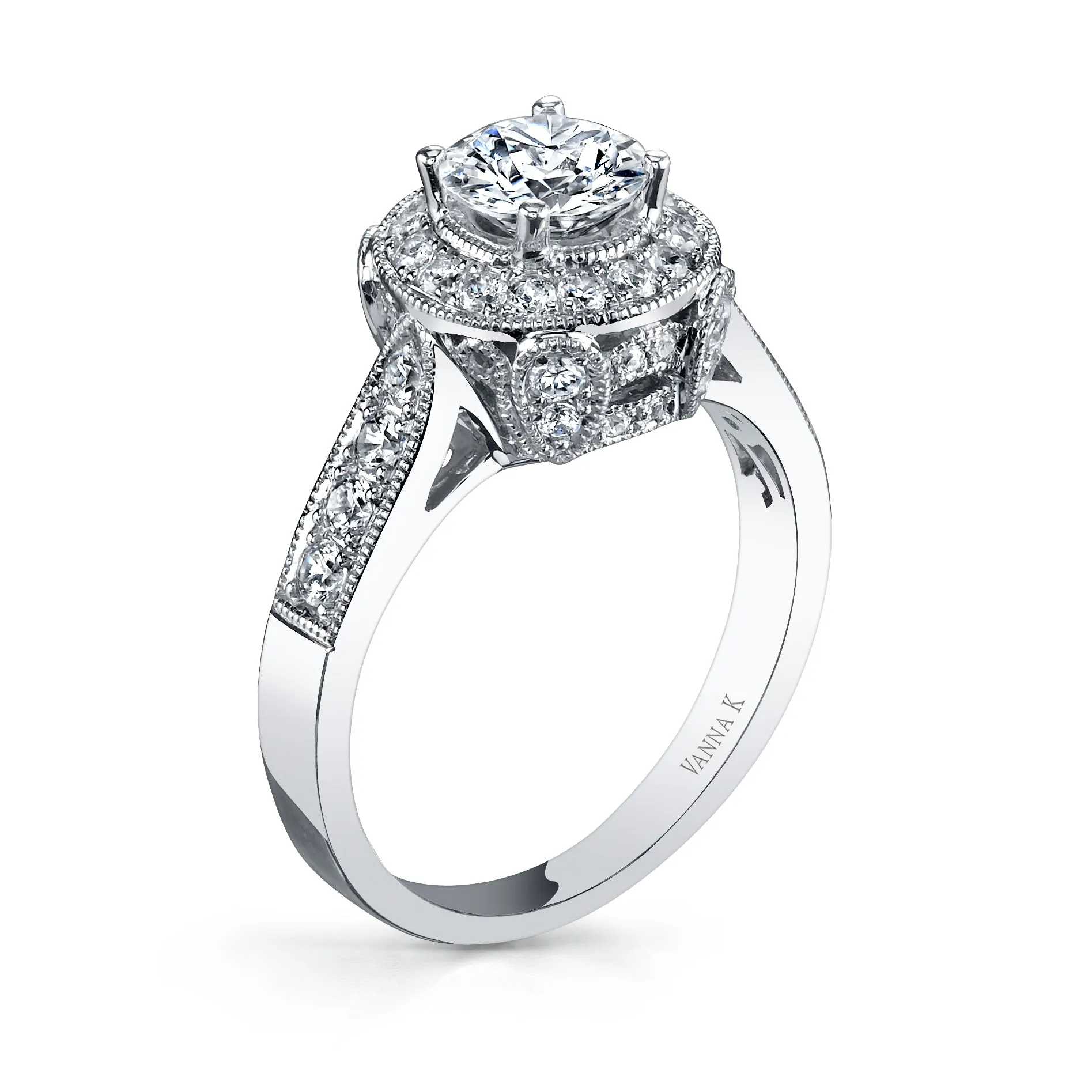 18K White Gold Halo Diamond Engagement Ring