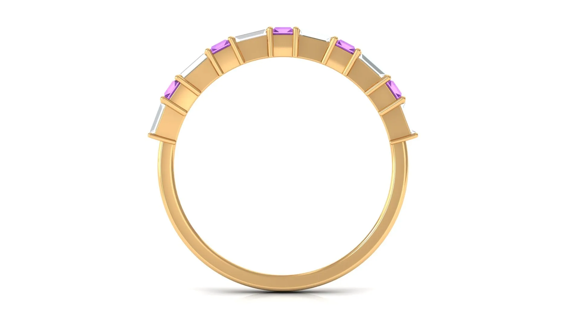 2 CT Amethyst and Moissanite East West Half Eternity Ring