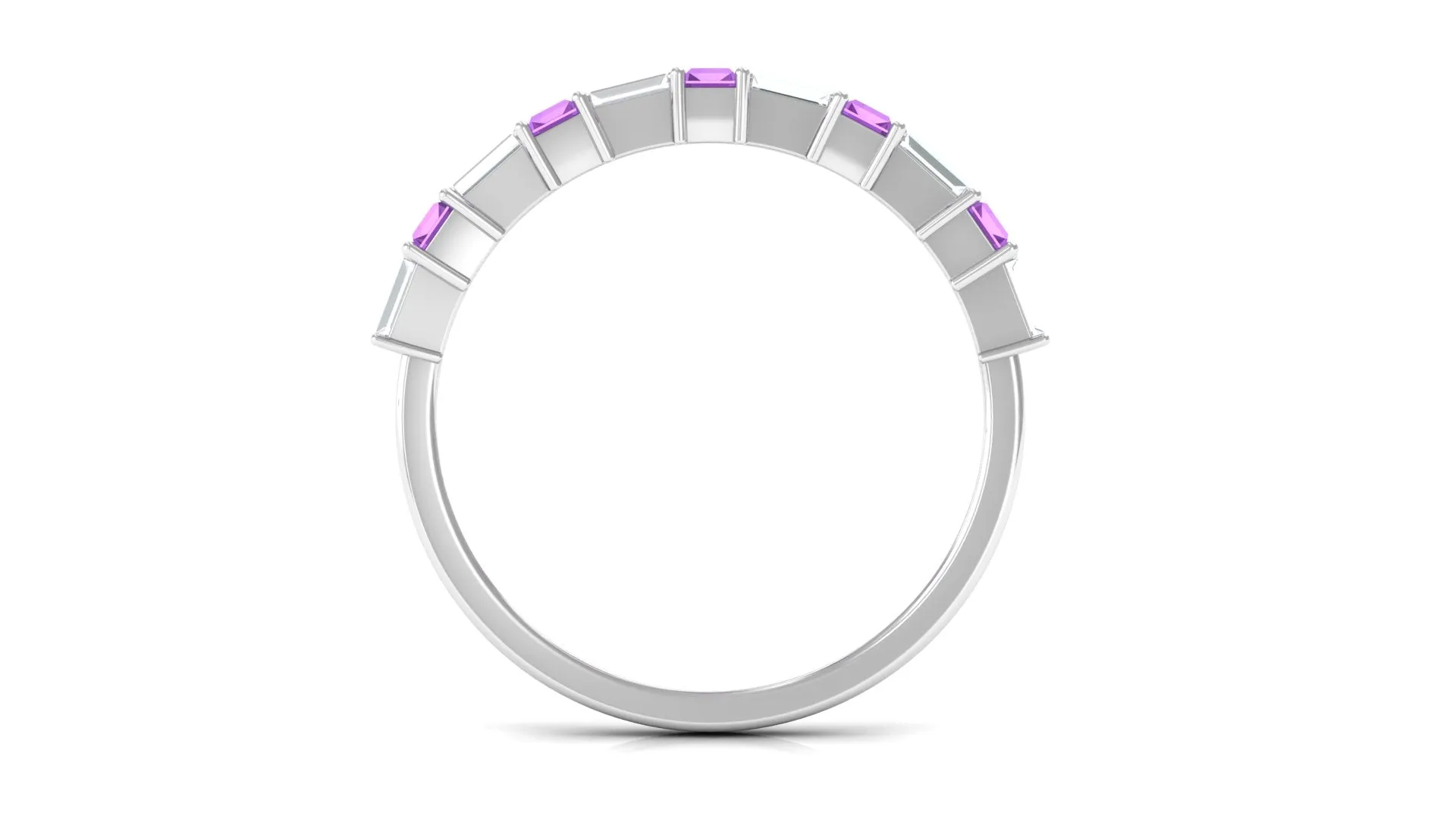 2 CT Amethyst and Moissanite East West Half Eternity Ring