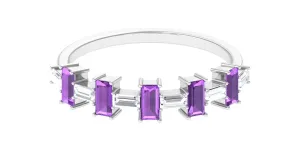 2 CT Amethyst and Moissanite East West Half Eternity Ring