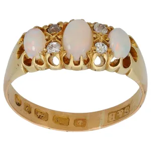 22ct Gold 0.04ct Diamond & Opal Dress/Cocktail Ring Size N