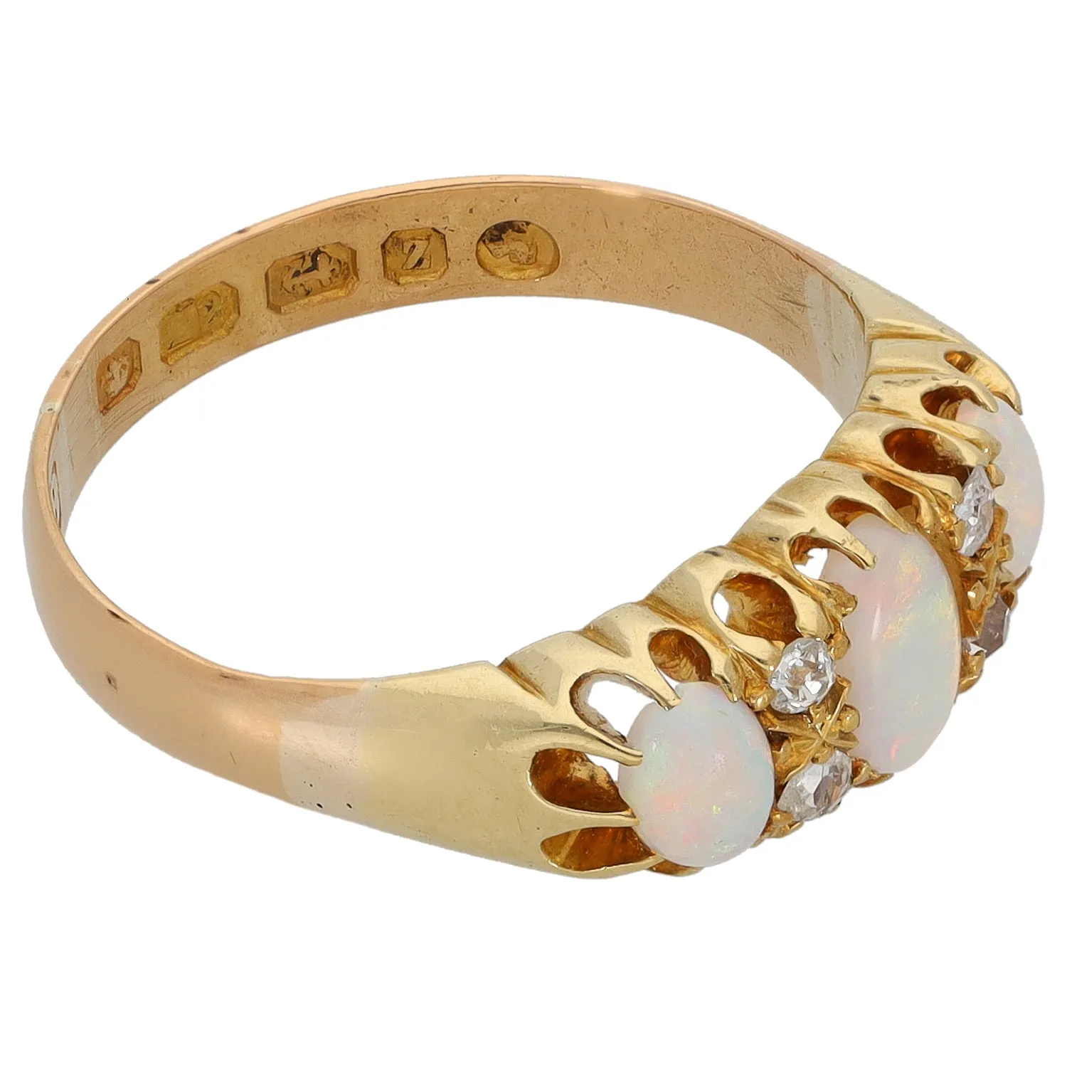 22ct Gold 0.04ct Diamond & Opal Dress/Cocktail Ring Size N